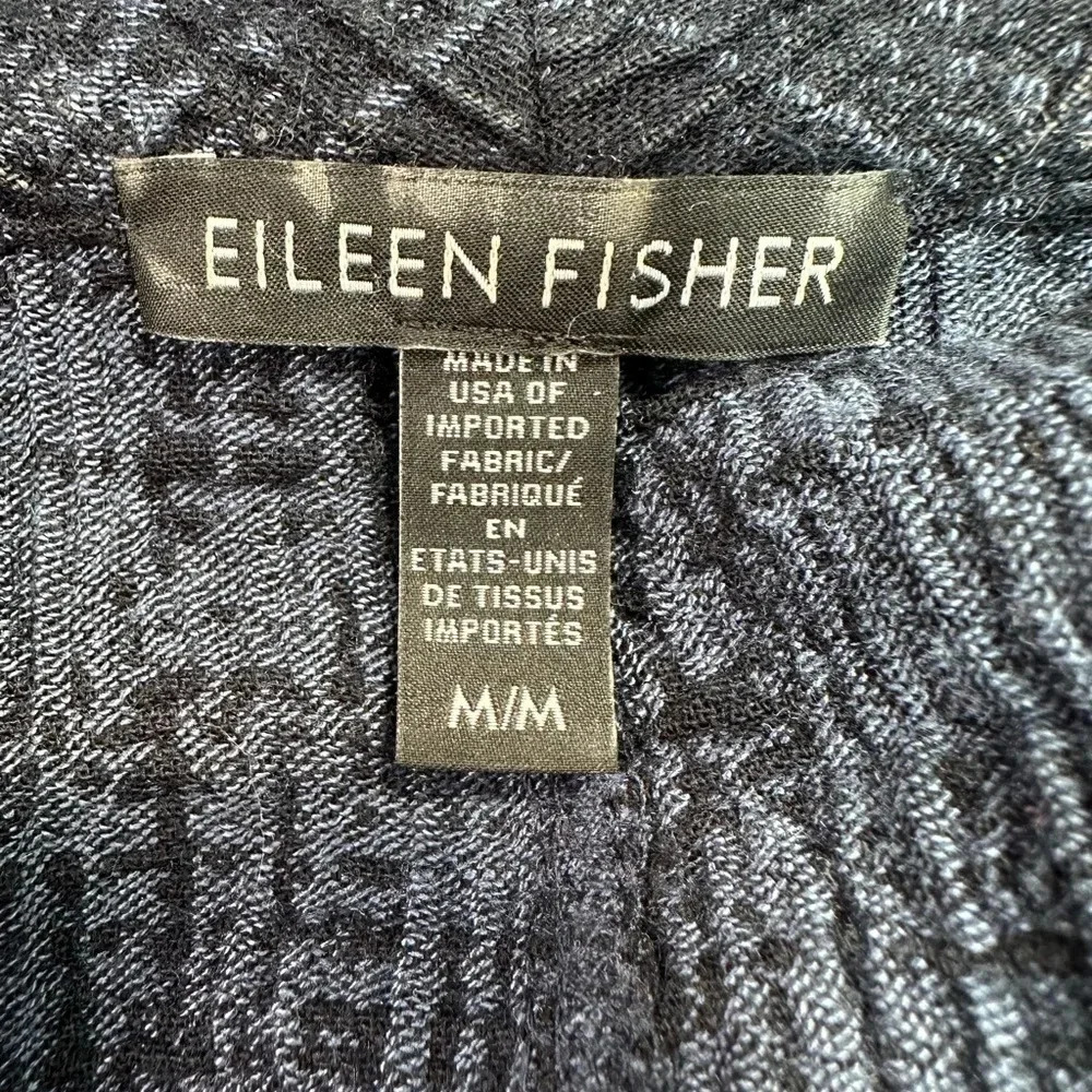 Eileen Fisher Crosshatch Cotton Tencel Stretch Navy Jacket Size Medium M EUC - Picture 8 of 10